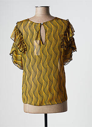 Top coupe fluide manches courtes jaune MOLLY BRACKEN femme