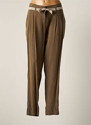Pantalon chino fermeture zippée sous rabat avec crochet taille haute vert MAE MAHE femme
