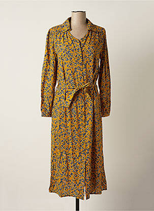 Robe mi-longue imprimé fleurs manches longues jaune AGATHE & LOUISE femme