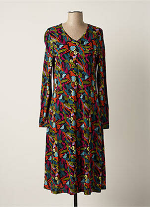 Robe mi-longue imprimé fantaisie manches longues noir AGATHE & LOUISE femme