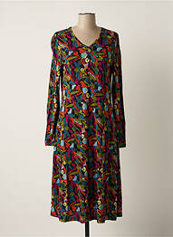 Robe mi-longue imprimé fantaisie manches longues noir AGATHE & LOUISE femme