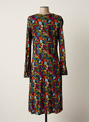 Robe mi-longue imprimé fantaisie manches longues noir AGATHE & LOUISE femme