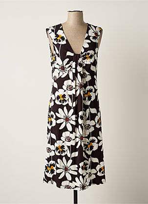 Robe mi-longue imprimé fleurs sans manche noir TELMAIL femme