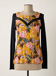 Top col carré manches longues jaune MAE MAHE femme