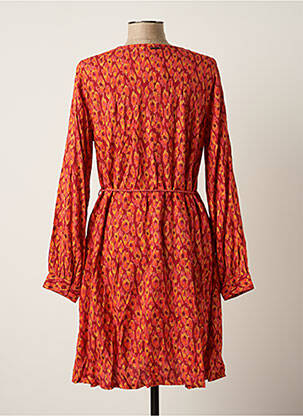 Robe mi-longue imprimé fantaisie manches longues rouge AGATHE & LOUISE femme