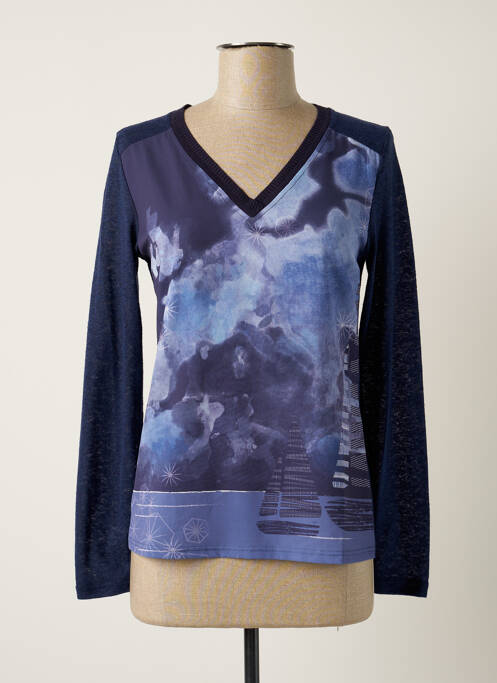 Top imprimé fantaisie manches longues bleu MAE MAHE femme