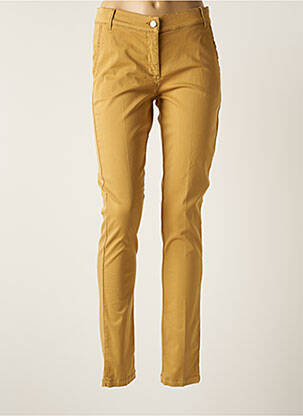 Pantalon chino fermeture zippée sous rabat boutonné taille normale marron MAE MAHE femme
