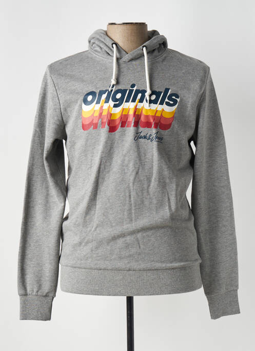 Sweat-shirt à capuche gris JACK & JONES pour homme