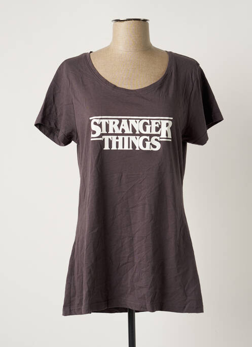 T-shirt gris STRANGER THINGS pour femme