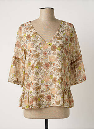 Blouse légère et transparente manches 3/4 beige AMELIE & AMELIE femme