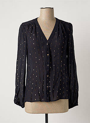 Chemisier tissage crêpe manches longues bleu MORGAN femme