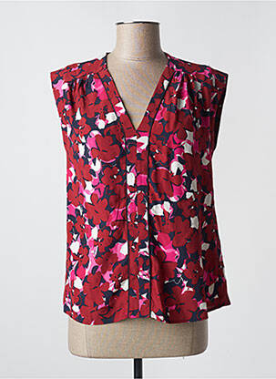 Top imprimé fantaisie sans manche rouge MORGAN femme