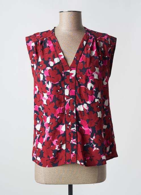 Blouse imprimé fleurs sans manche rouge MORGAN femme