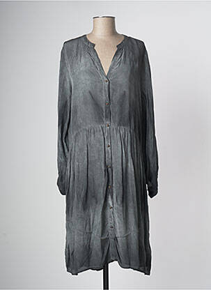 Robe mi-longue coupe fluide manches longues gris NU JEANS femme