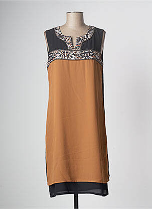 Robe mi-longue sans manche sans manche marron DIANE LAURY femme