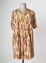 Robe mi-longue coupe fluide manches courtes marron CISO femme