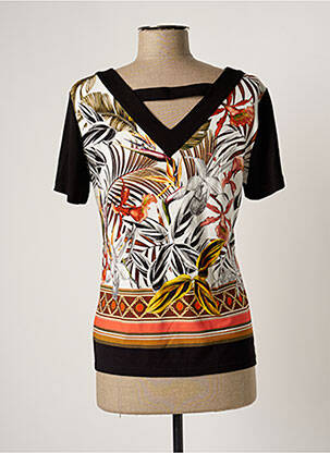 T-shirt col v manches courtes noir PAUSE CAFE femme