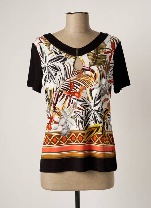 T-shirt col v manches courtes noir PAUSE CAFE femme