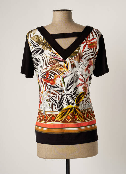 T-shirt col v manches courtes noir PAUSE CAFE femme