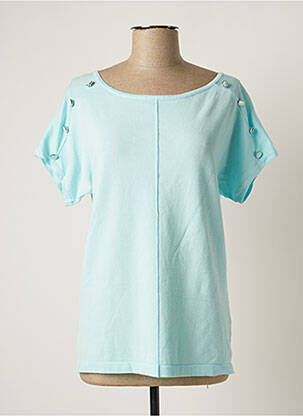 Pull col bateau manches courtes bleu MARBLE femme