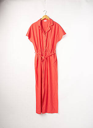 Combi-pantalon poches manches courtes rouge C'EST BEAU LA VIE femme