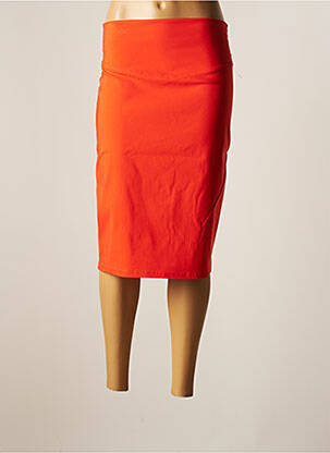 Jupe mi-longue stretch orange MODE DE PARIS femme