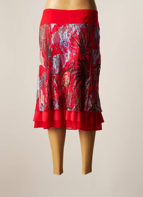 Jupe mi-longue rouge GUY DUBOUIS pour femme