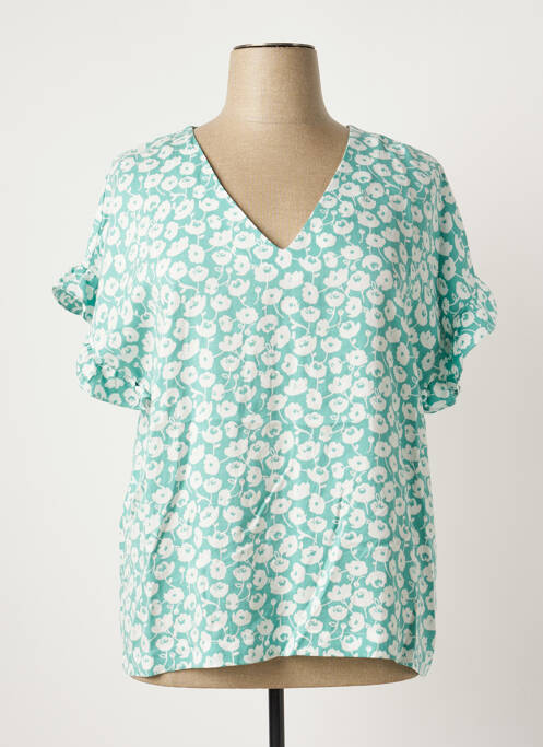 Blouse imprimé fleurs manches courtes vert C'EST BEAU LA VIE femme