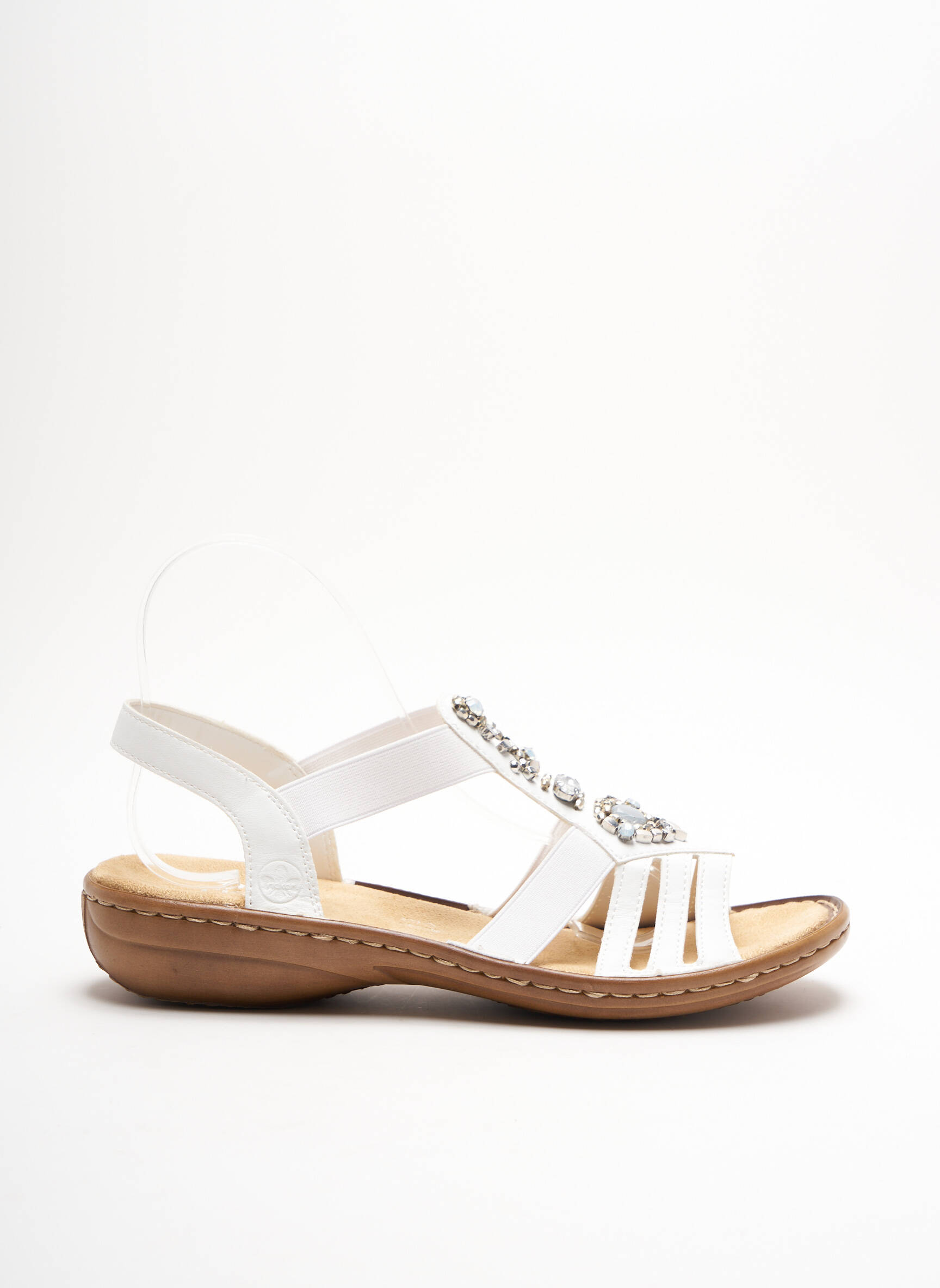 Rieker Sandales Nu Pieds Femme De Couleur Blanc En Destockage