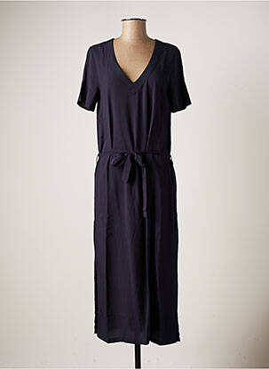 Robe mi-longue coupe fluide manches courtes bleu ÉTYMOLOGIE femme