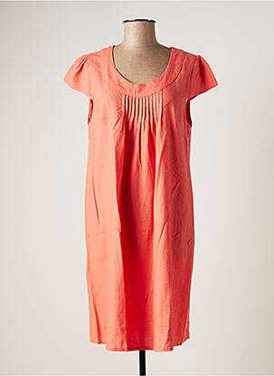 Robe mi-longue manches courtes manches courtes orange ÉTYMOLOGIE femme