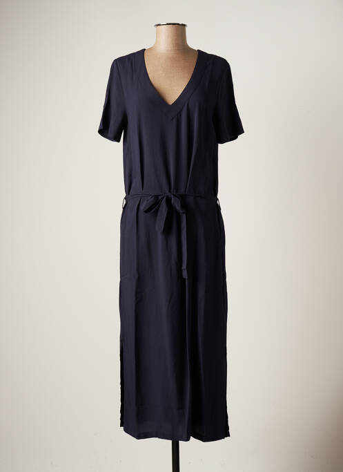 Robe mi-longue coupe fluide manches courtes bleu ÉTYMOLOGIE femme