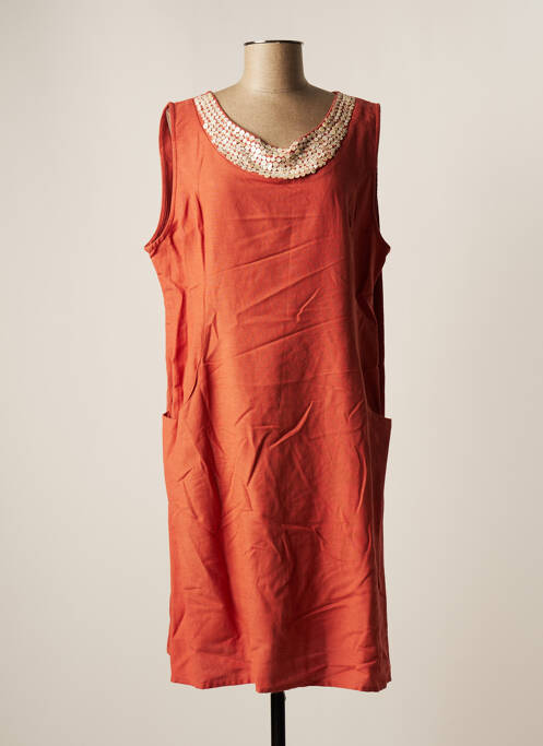 Robe mi-longue orange EGATEX pour femme