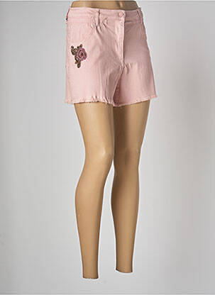 Short fermeture zippée sous rabat boutonné taille haute rose TWINSET femme