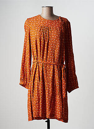 Robe mi-longue coupe fluide manches longues orange INDI & COLD femme