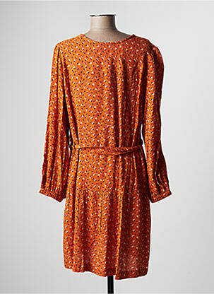Robe mi-longue coupe fluide manches longues orange INDI & COLD femme