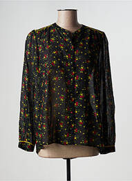 Chemisier imprimé fleurs manches longues noir SWILDENS femme
