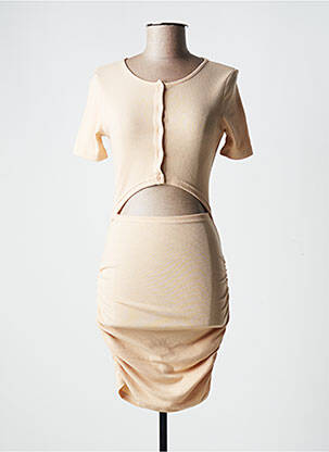 Robe courte manches courtes manches courtes beige VERA & LUCY femme