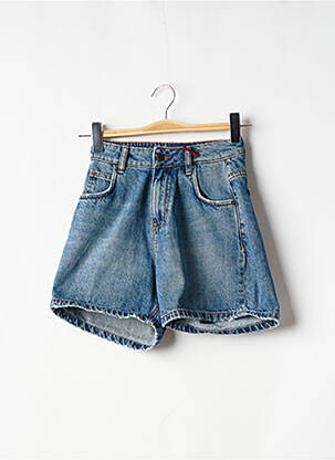 Short fermeture zippée sous rabat boutonné taille haute bleu MADEMOISELLE GARÇONNE femme