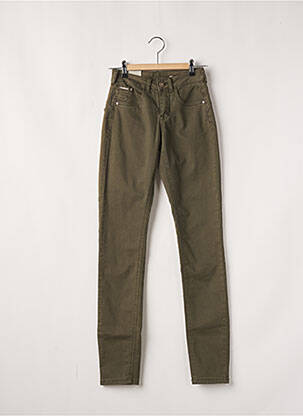 Pantalon slim broderie rivets taille haute vert CREAM femme