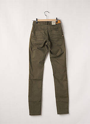 Pantalon slim broderie rivets taille haute vert CREAM femme