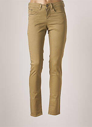 Pantalon slim broderie rivets taille haute vert CREAM femme