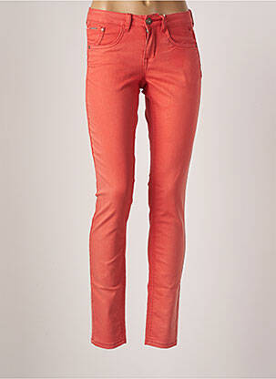 Pantalon slim broderie rivets taille haute rouge CREAM femme