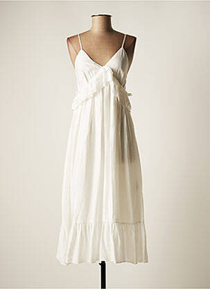 Robe mi-longue coupe évasée fines bretelles blanc SEE U SOON femme