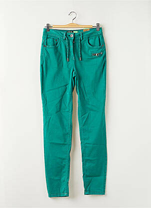 Pantalon slim tissage popeline taille normale vert CECIL femme