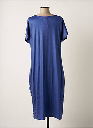 Robe mi-longue imprimé fantaisie manches courtes bleu ROSE POMME femme
