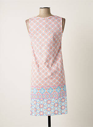 Robe mi-longue imprimé fantaisie sans manche rose SENORETTA femme