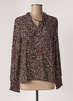 Blouse imprimé fantaisie manches longues marron SURKANA femme