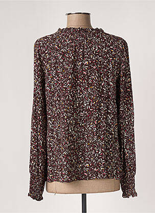 Blouse imprimé fantaisie manches longues marron SURKANA femme