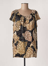 Top imprimé fantaisie manches courtes noir GEISHA femme